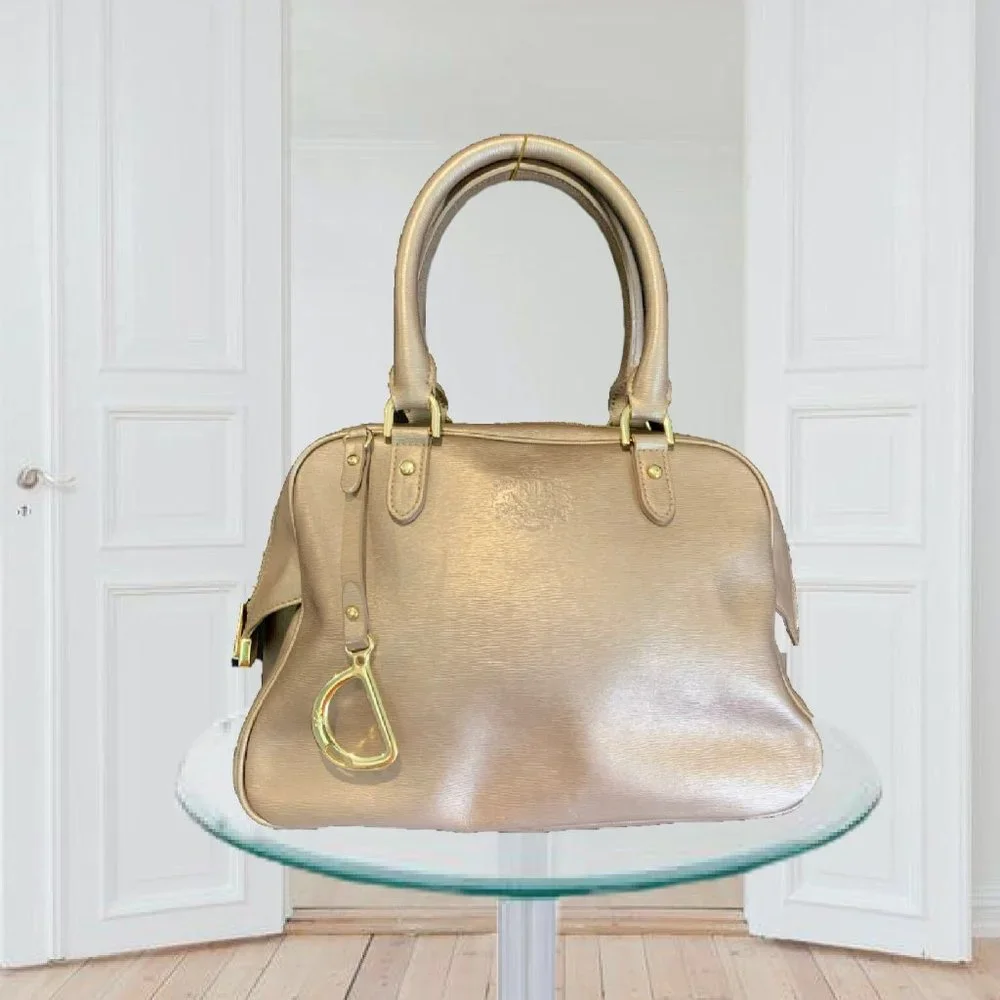 Ralph Lauren Metallic Antique Gold Handbag Tote - Picture 1 of 15